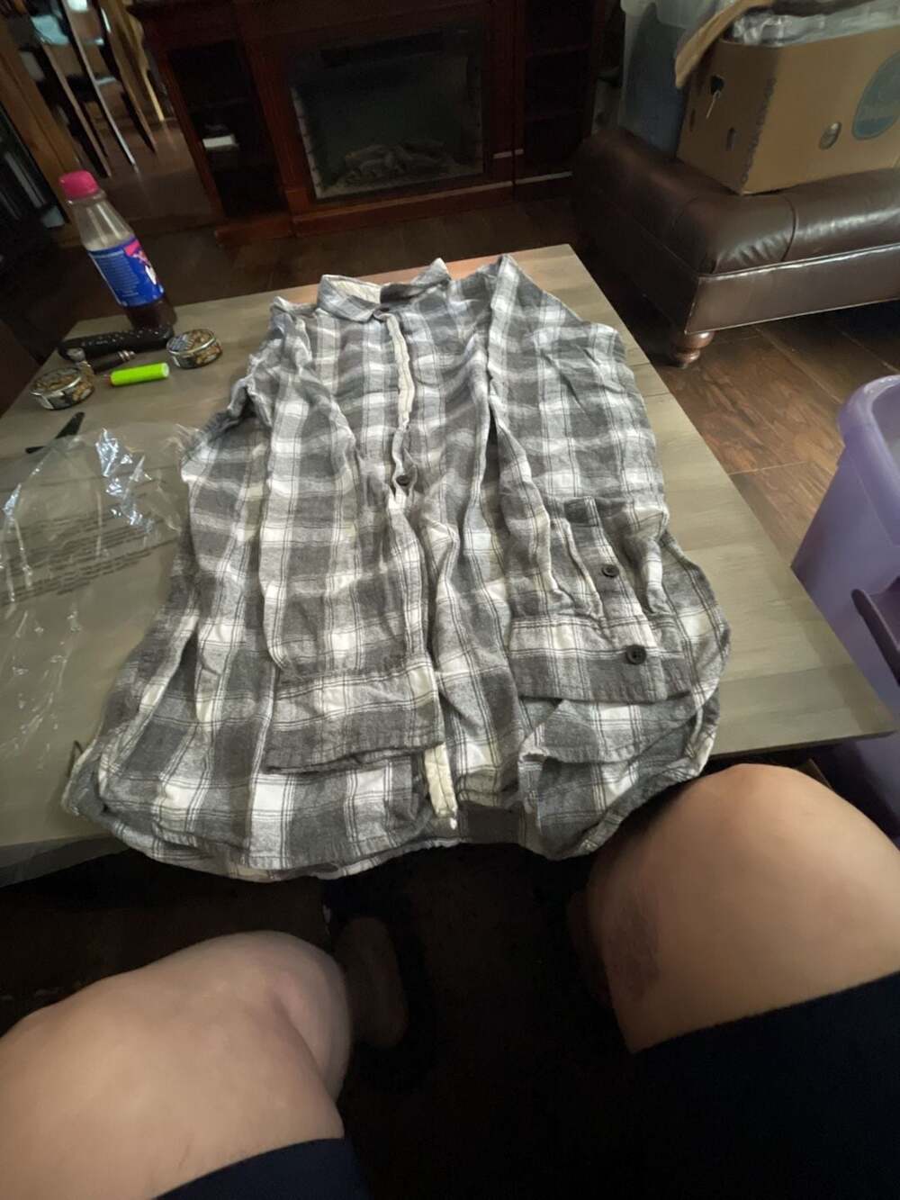 #A249 On The Byas Gray and White Plaid Long Sleeve Button Down Shirt Size L